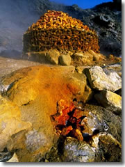 Sulphur and other gases create weird colors at Solfatara