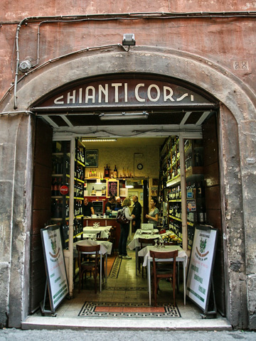 The entrance to Enoteca Corsi, Rome