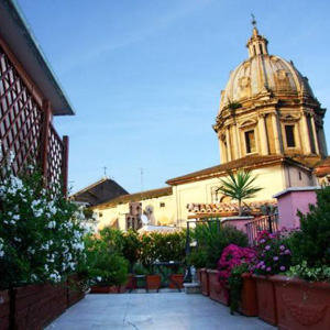 A balcony at the Hotel Sole al Biscione, Rome