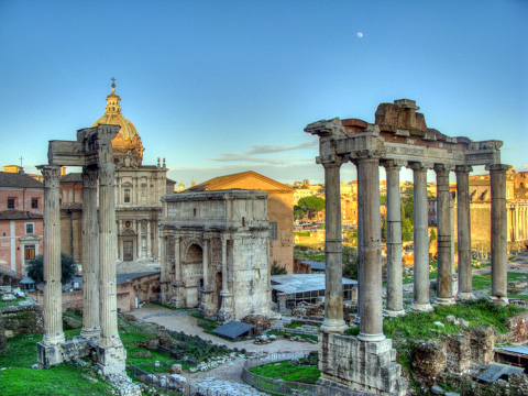 Roman Forum: Arch of Septium Severus and temples