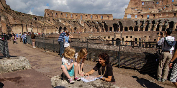 Family tour of the Coliseum in Rome