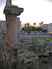 The Temple of Apollo at sunset.