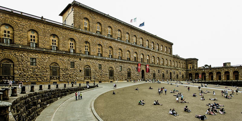 The entrance to the Palazzo Pitti (Pitti Palace) in Florence. (Photo by Avital Pinnick)