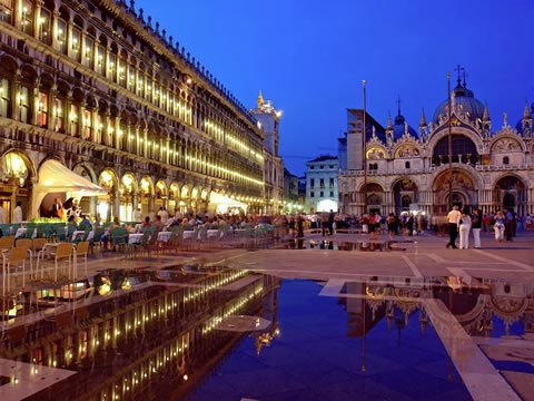 Piazza San Marco at night.